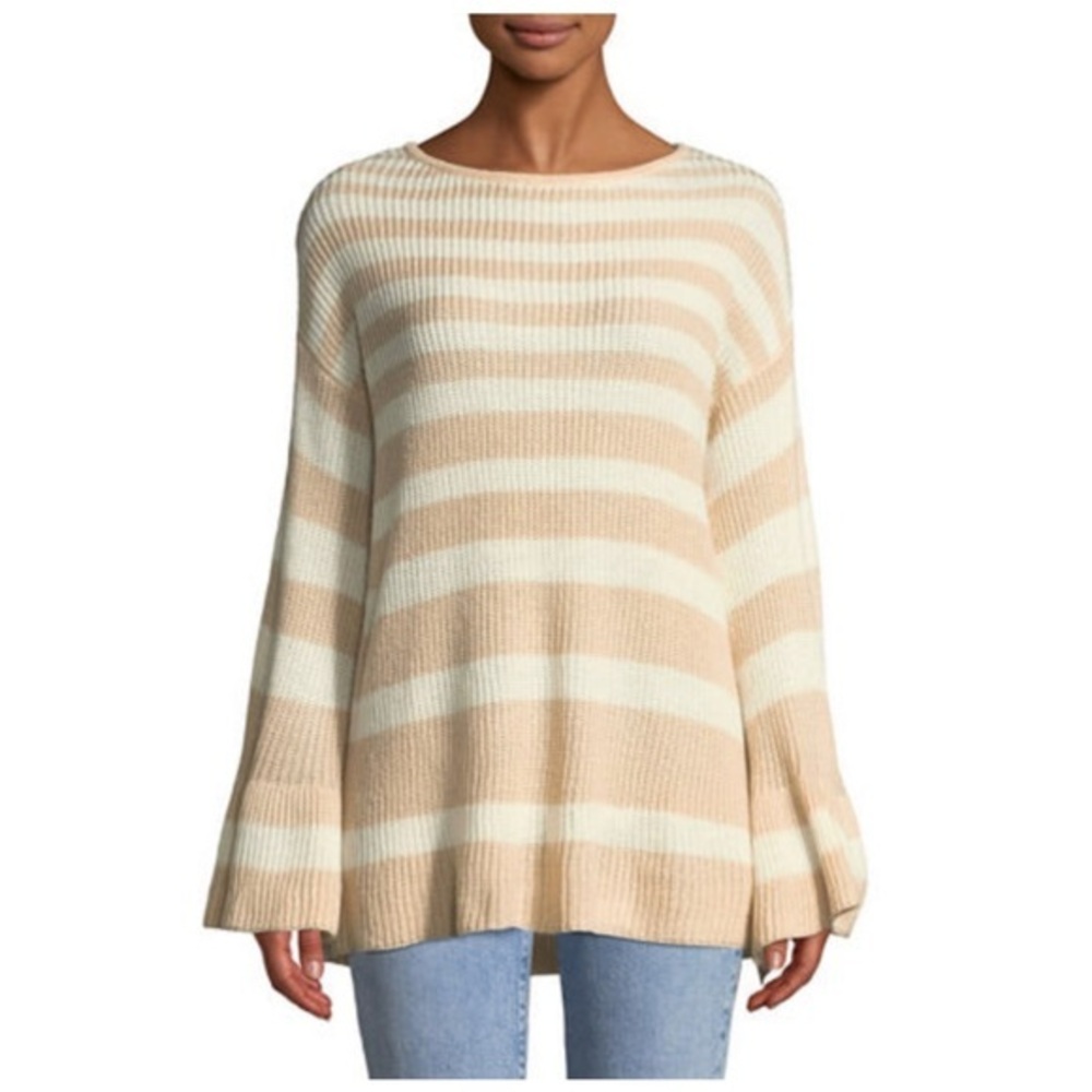 Shanty Soho Knit Striped Bell-Sleeve Sweater Sz M